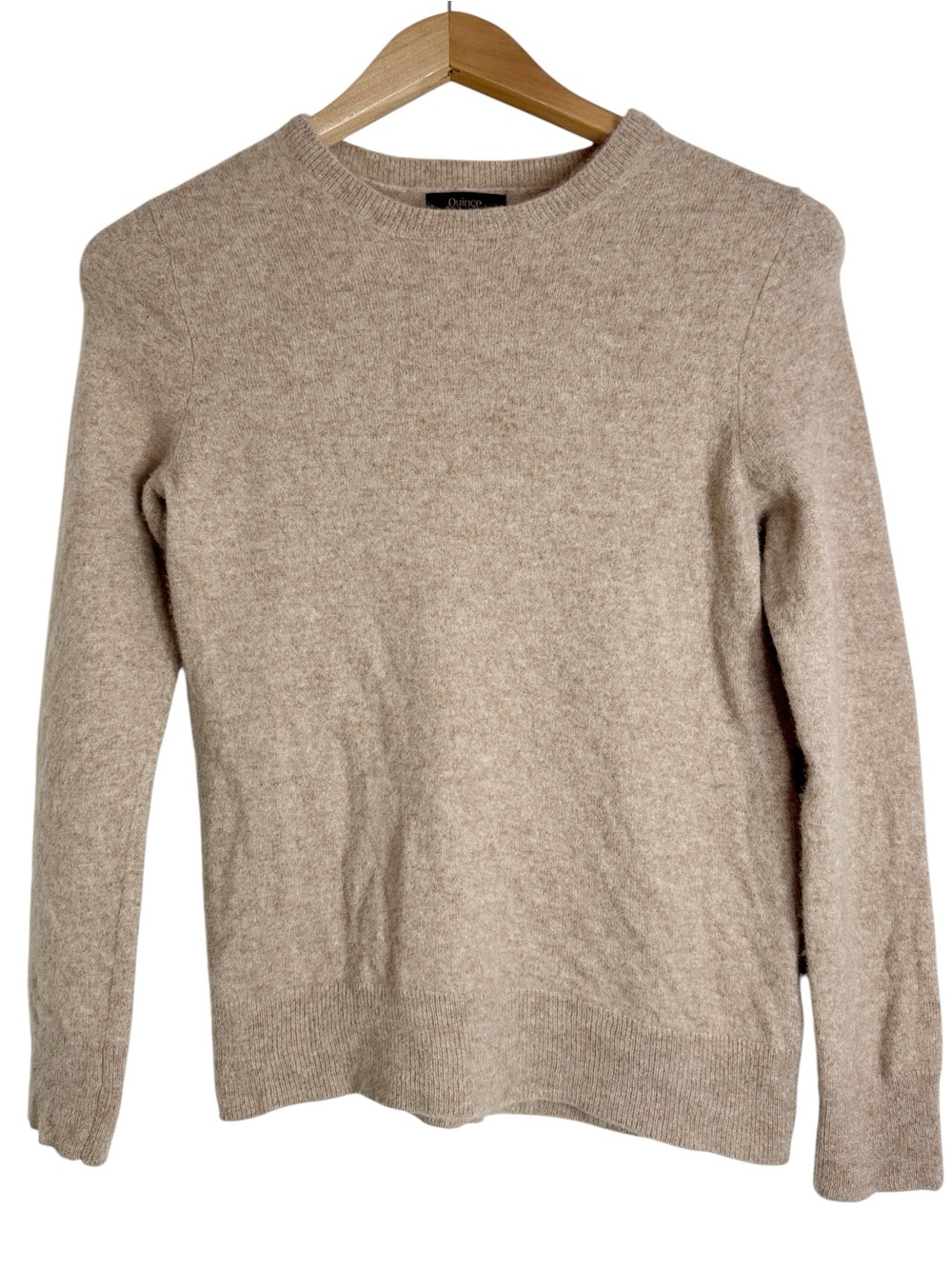 Quince Cashmere Long Sleeve Crew Neck Sweater in Oatmeal sz M shrunk fits like S